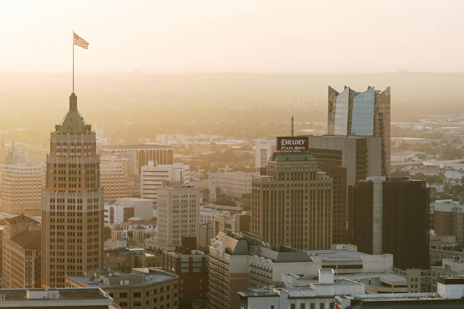 San Antonio Texas downtown skyline at sunset