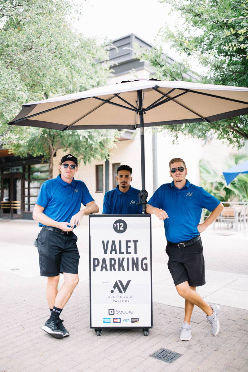 Access Valet Parking team at branded valet station
